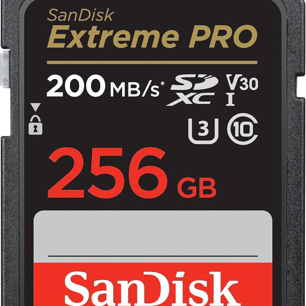 SANDISK 256GB Extreme PRO SD Memory Card, Up to 200MB/s Read Speeds, UHS-I | V30, U3, C10, 4K UHD, Up to 140MB/s Write Speeds, SANDISK QuickFlow Technology - SDSDXXD-256G-GN4IN